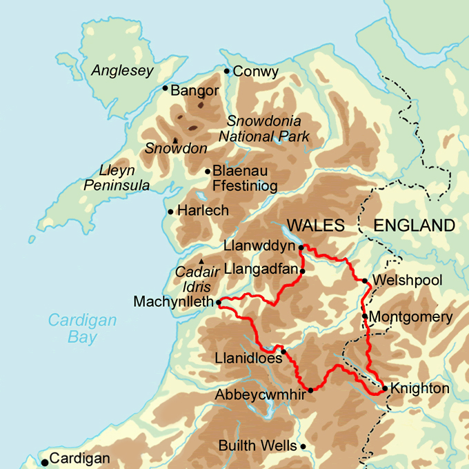 Glyndŵr's Way and Offa's Dyke Link Path map